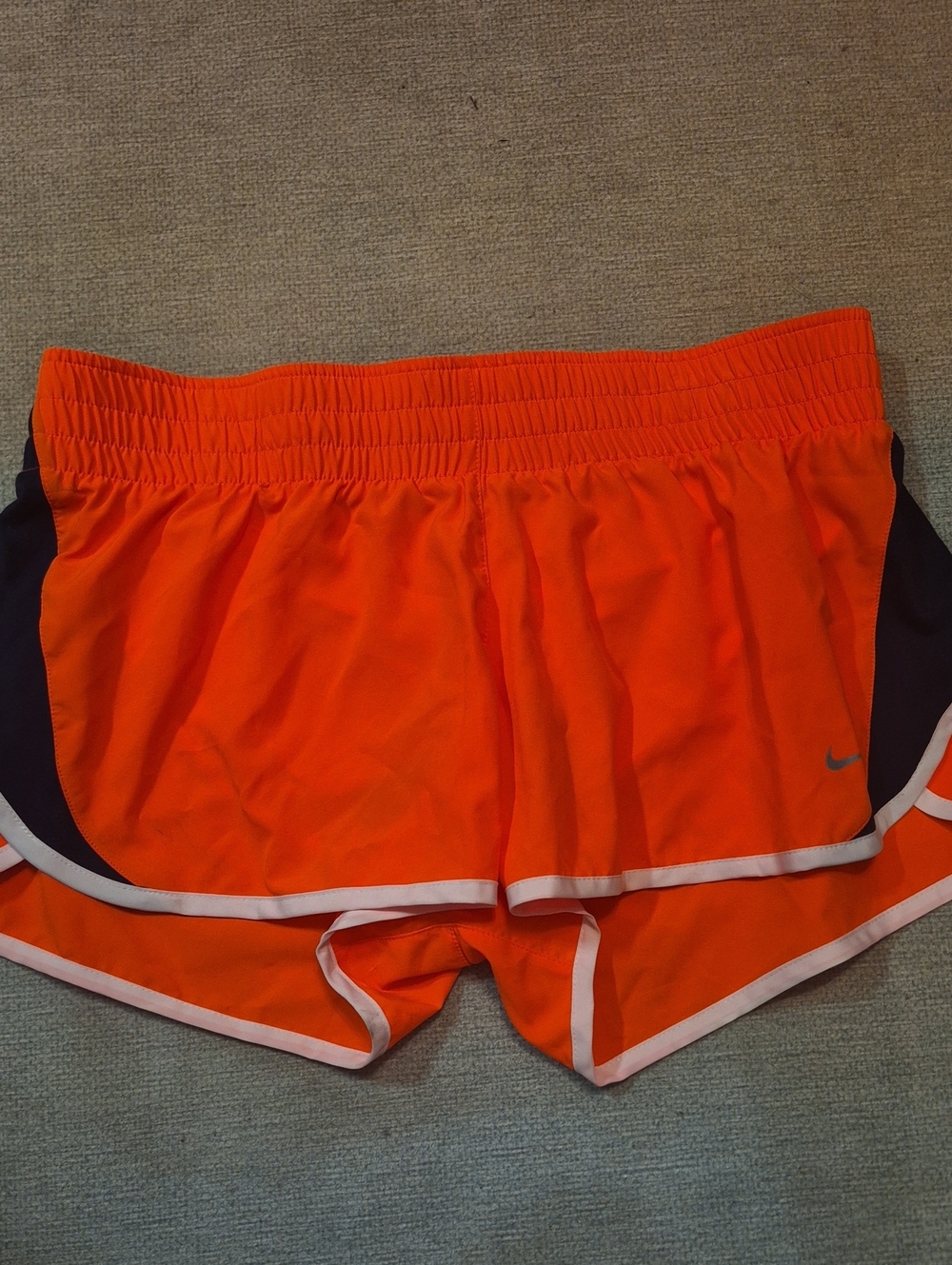 Nike Women's Orange Athletic Shorts with Black Panels